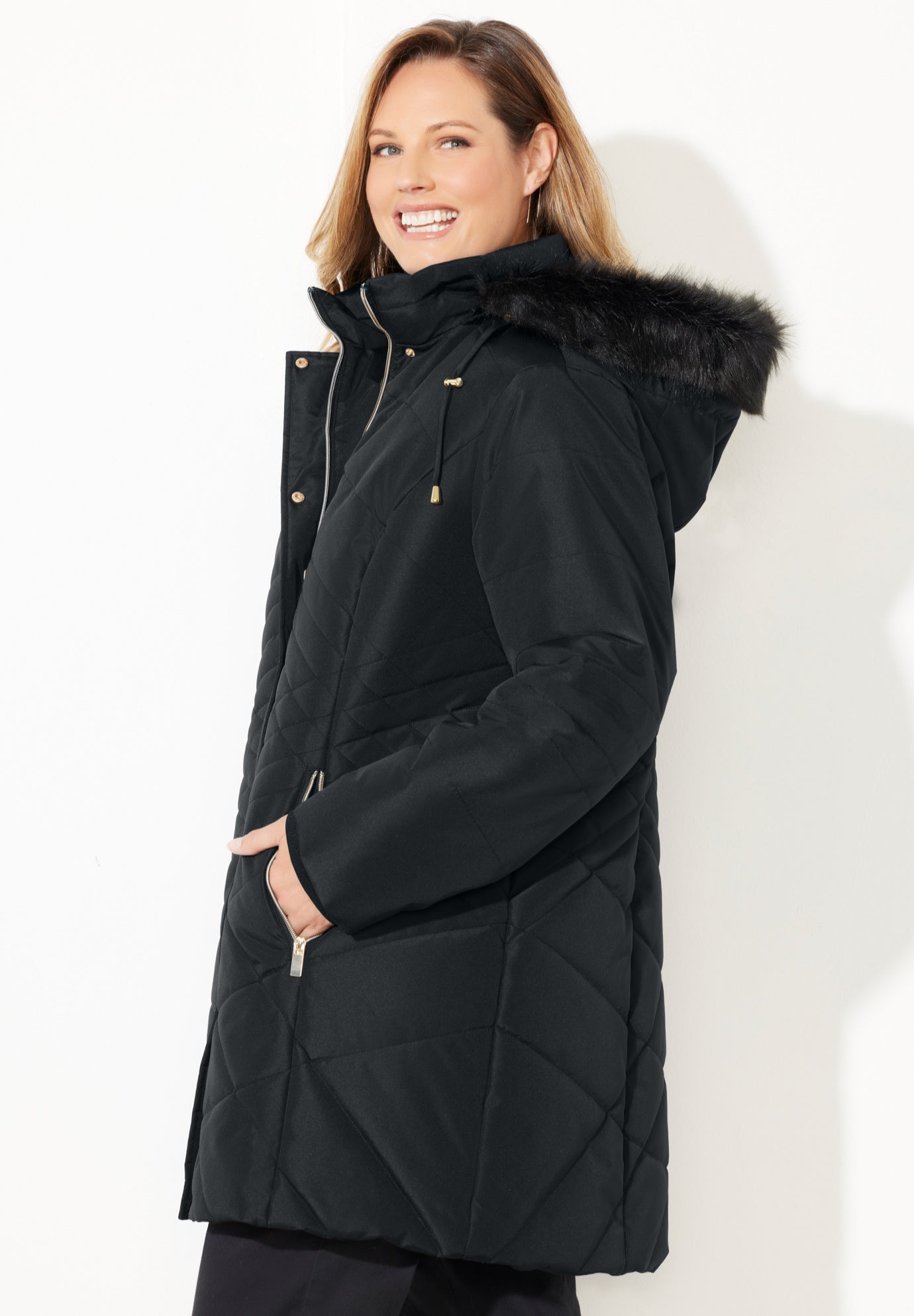 Faux Fur Hood Puffer Coat image number 2