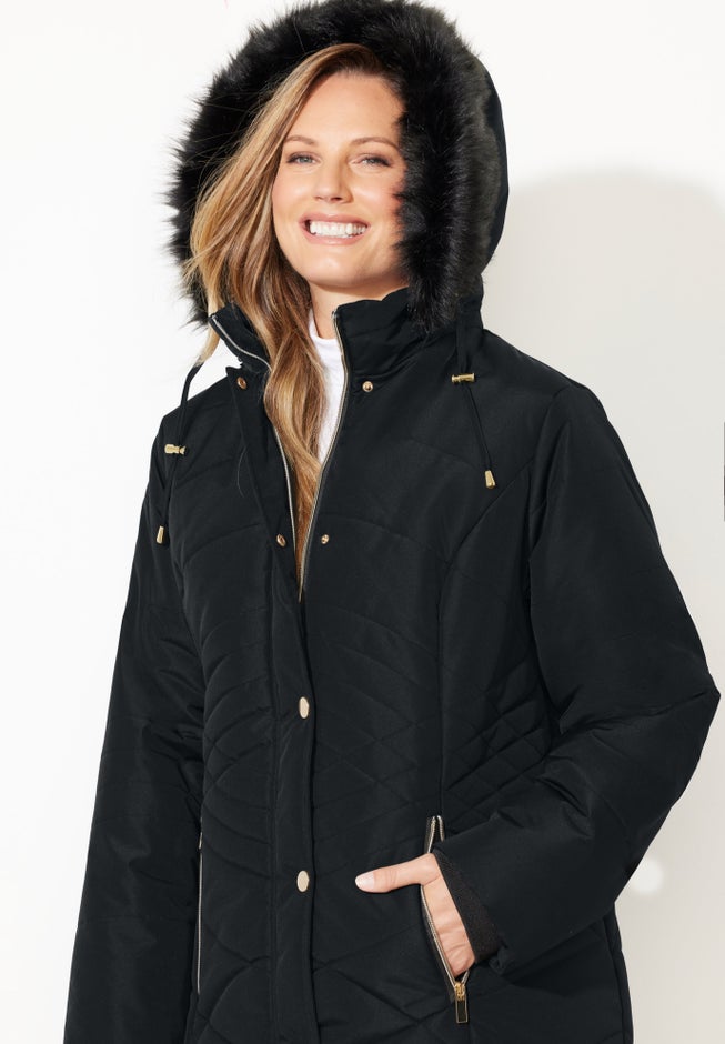 Faux Fur Hood Puffer Coat image number 3