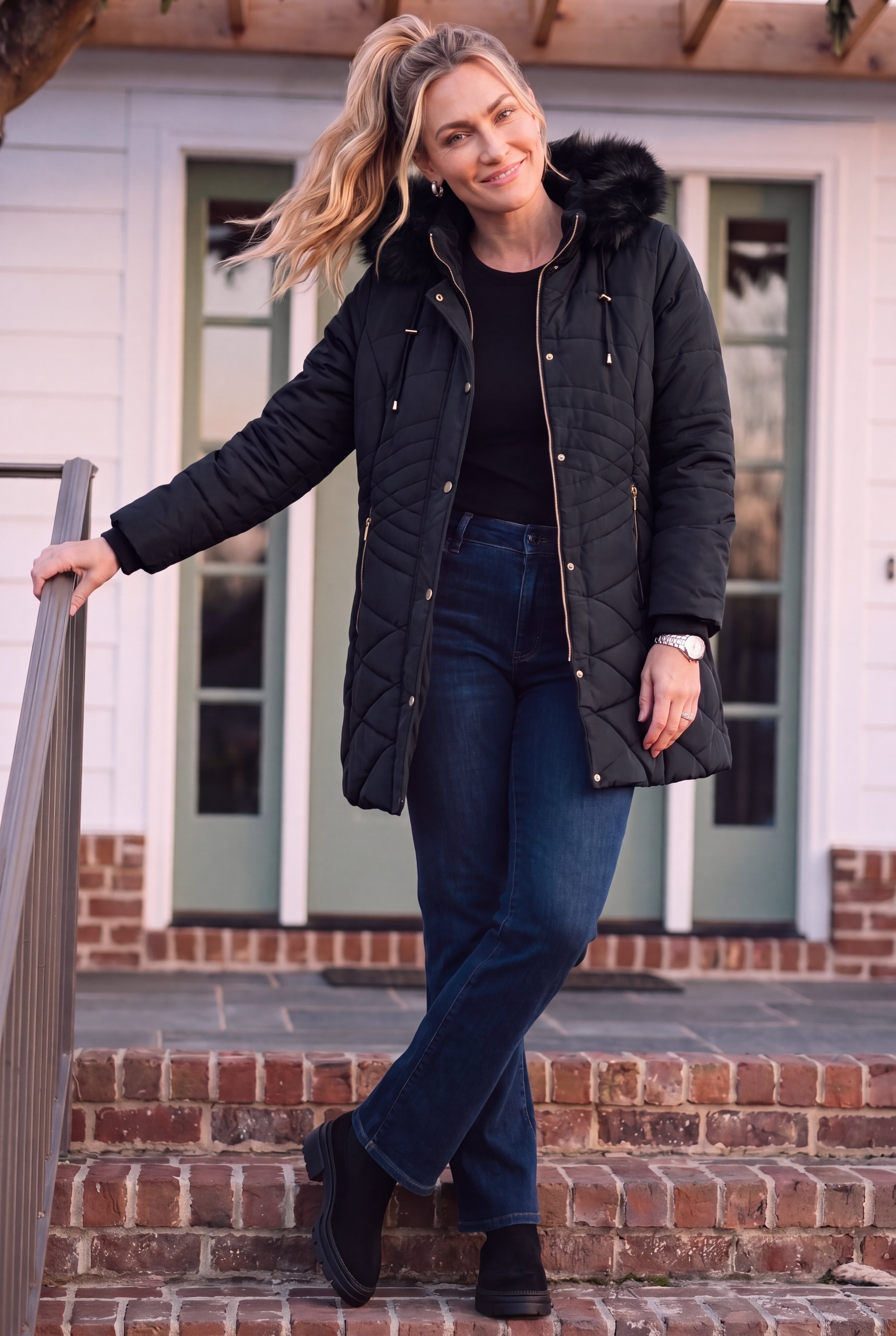 Faux Fur Hood Puffer Coat image number 0