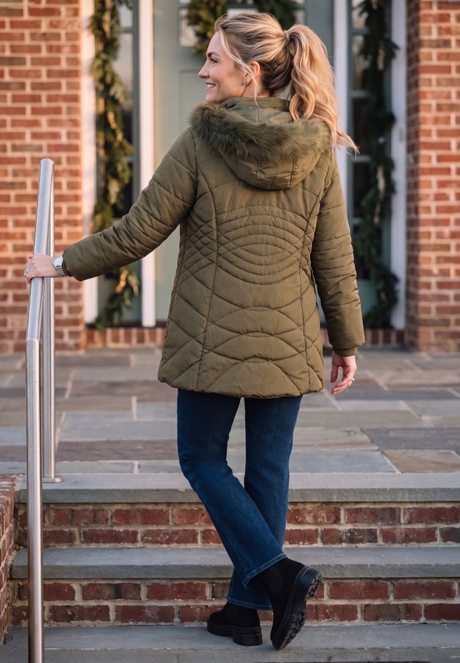 Faux Fur Hood Puffer Coat image number 1