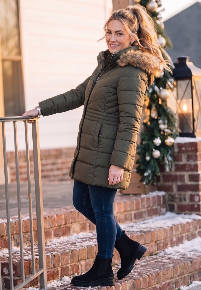 Faux Fur Hood Puffer Coat image number 2