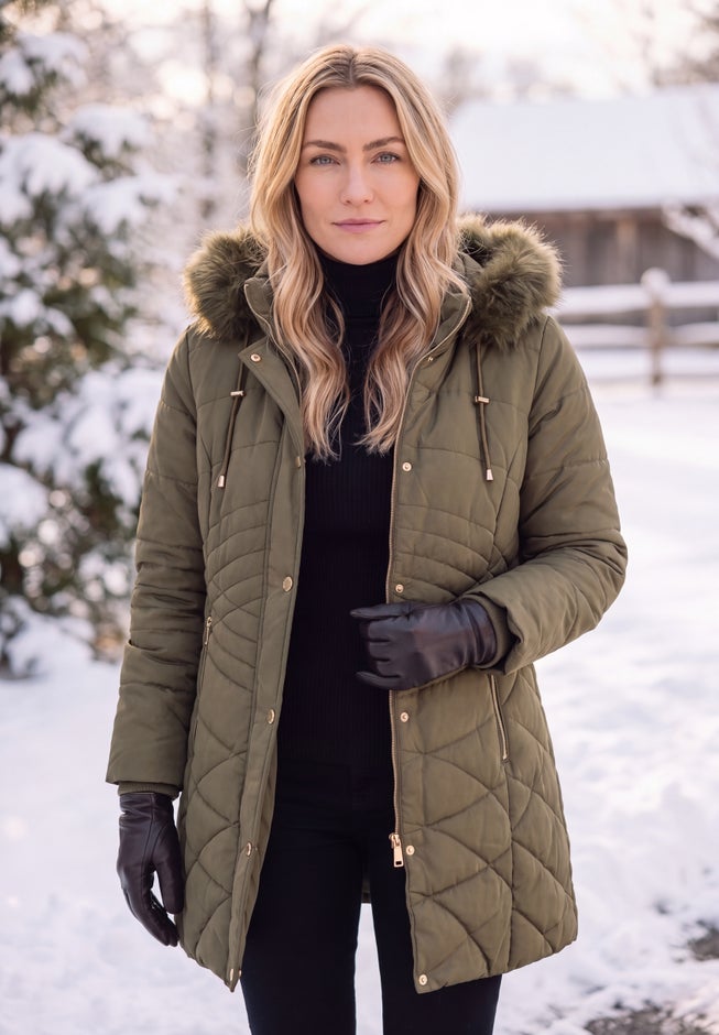 Faux Fur Hood Puffer Coat image number 3