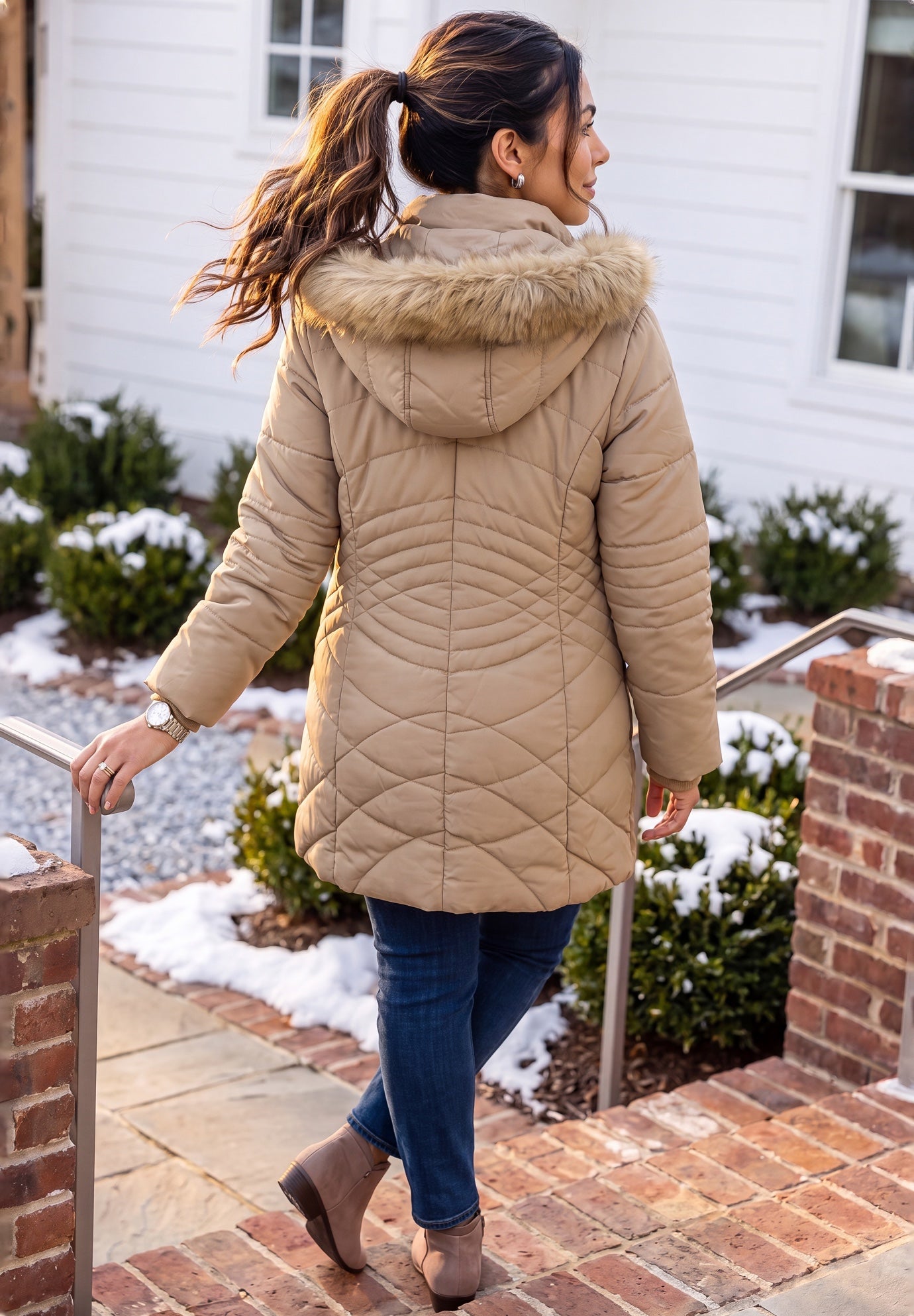 Faux Fur Hood Puffer Coat image number 1