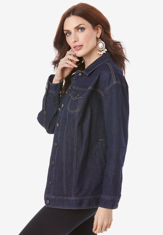 Plus Size Boyfriend Stretch Denim Jacket image number 2