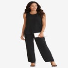 Plus-Size 3/4 Sleeve 3 Piece ITY Printed Duster Pant Set image number null