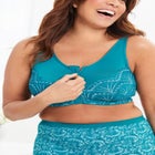 Comfort Choice® Zip-Front Lace Lounge Bra image number null