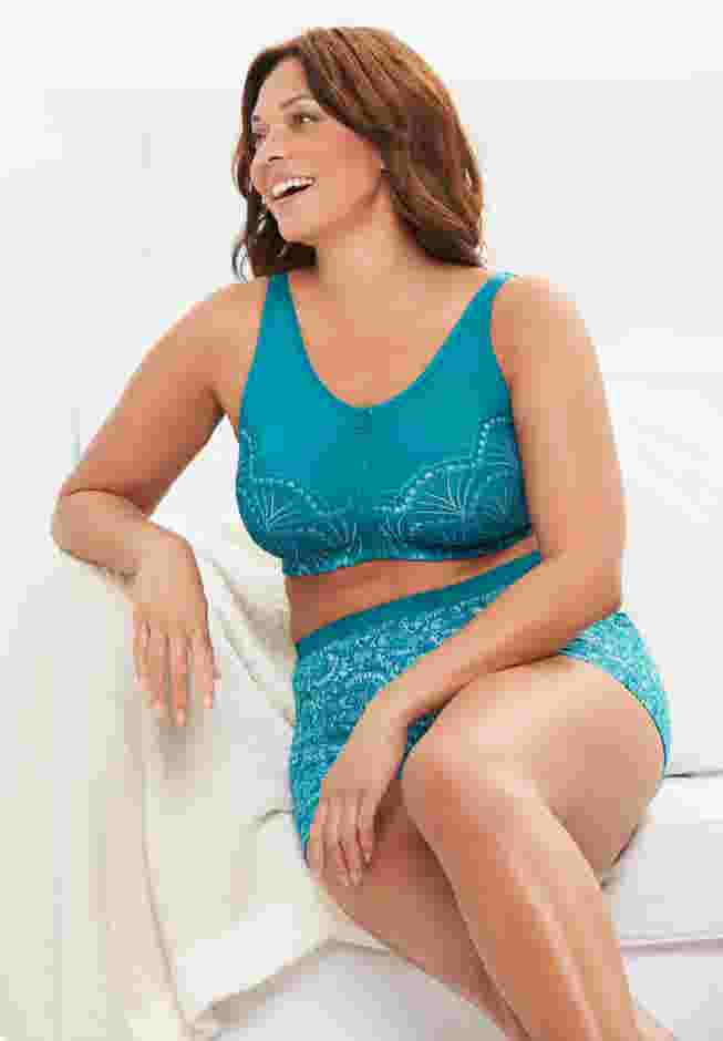 Comfort Choice® Zip-Front Lace Lounge Bra image number 5