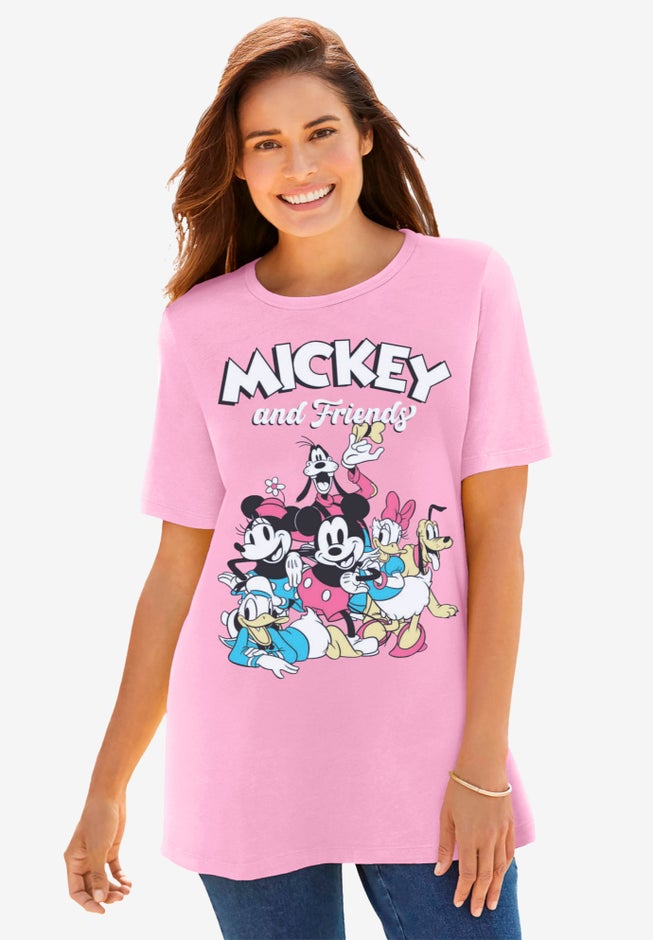 Pink Mickey Friends Crewneck Tee image number null