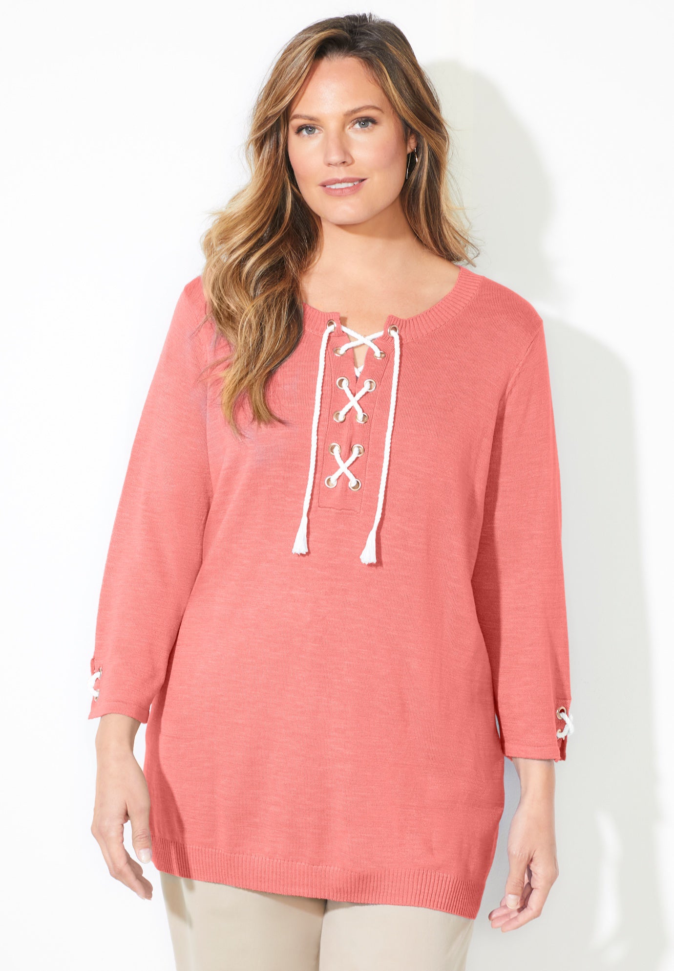 Liz&Me&reg; Corded Lace-Up Pullover image number 0