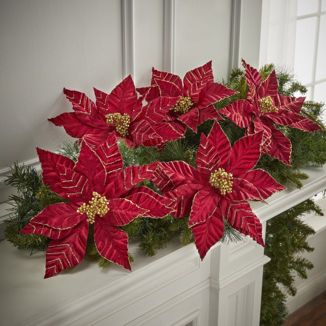 Set of 5 Poinsettia ClipS image number 0