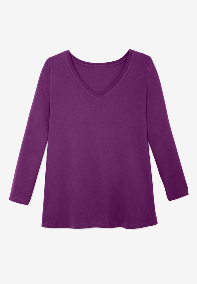 Perfect Long-Sleeve V-Neck Tee image number 3