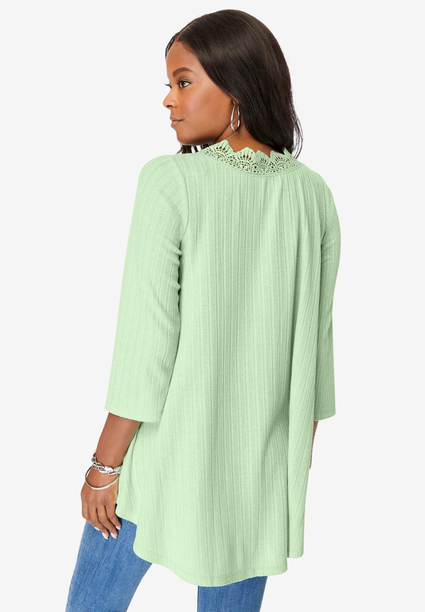 Squareneck Pointelle Top image number 1