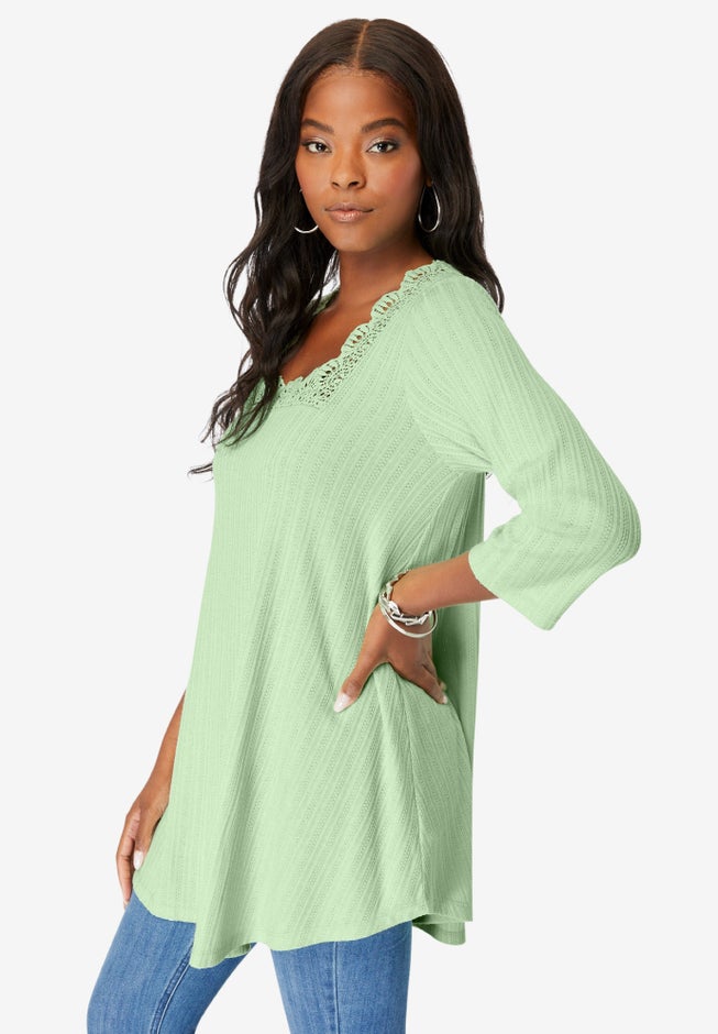 Squareneck Pointelle Top image number 2