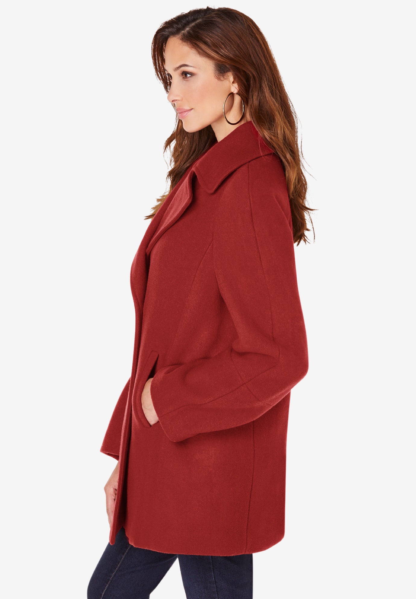 Plus Size Wool Blend A-Line Peacoat image number 2