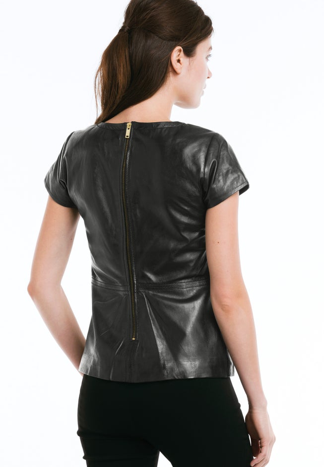 Back Zip Leather Top image number null