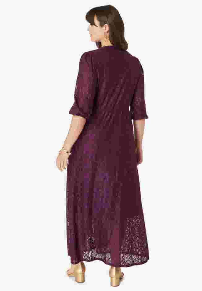 Blouson-Sleeve Lace Maxi Dress image number 1