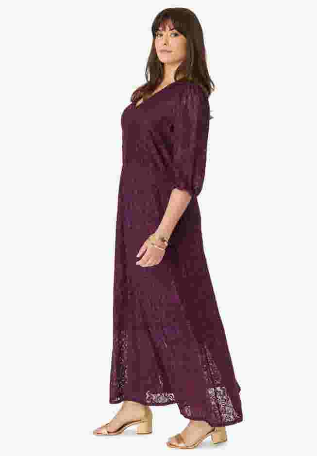 Blouson-Sleeve Lace Maxi Dress image number 2
