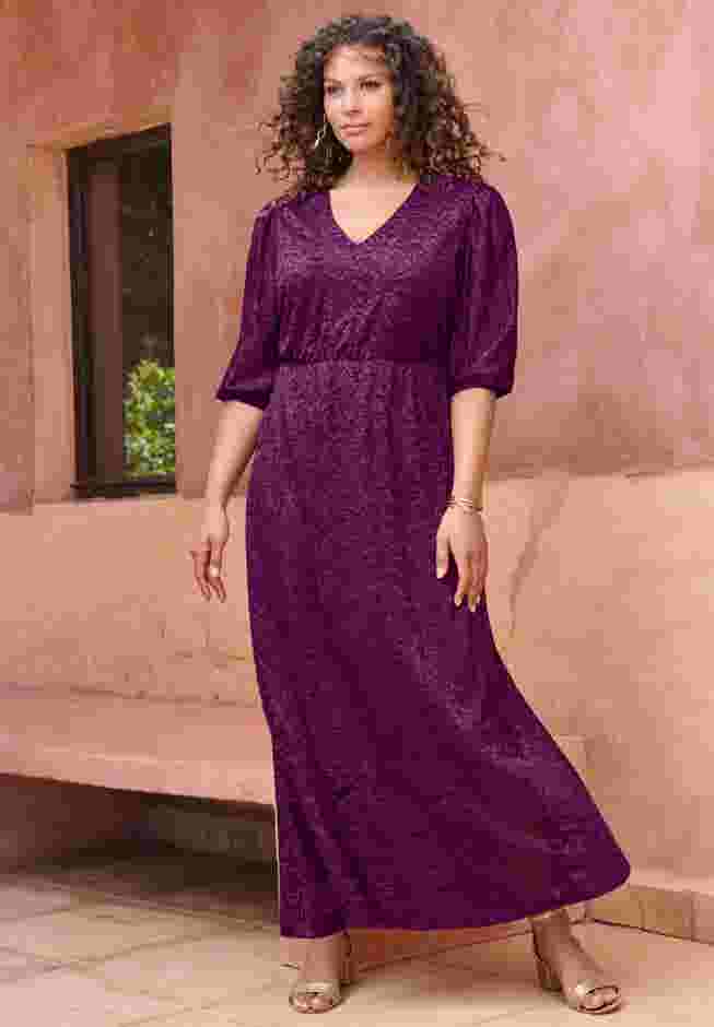Blouson-Sleeve Lace Maxi Dress image number 3