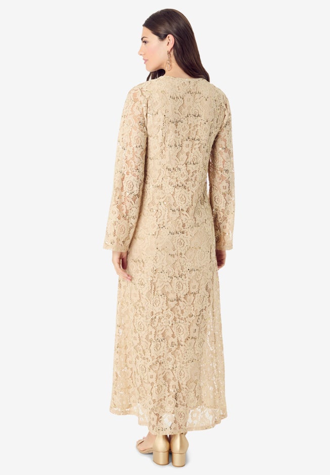 Lace Jacket Maxi Dress Set image number 2