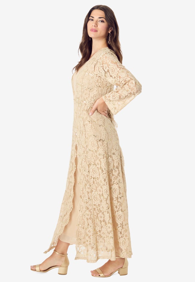 Lace Jacket Maxi Dress Set image number 1