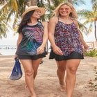 Longer-Length High-Neck Racerback Tankini Top image number null