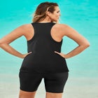 Longer-Length High-Neck Racerback Tankini Top image number null