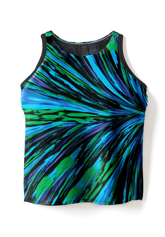 Longer-Length High-Neck Racerback Tankini Top image number 3