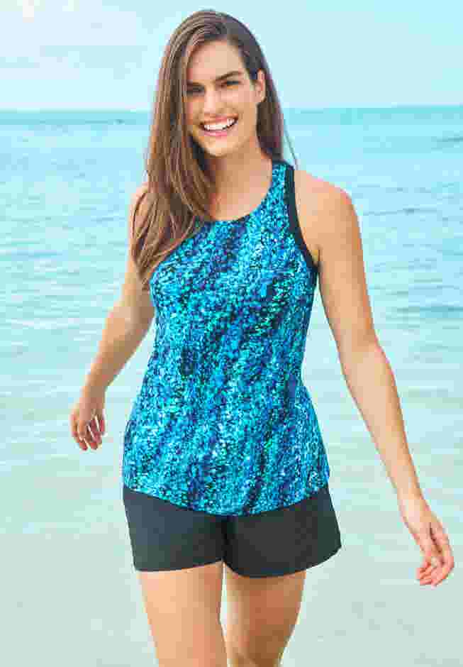 Longer-Length Racerback Tankini Top image number 0