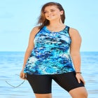 Longer-Length High-Neck Racerback Tankini Top image number null