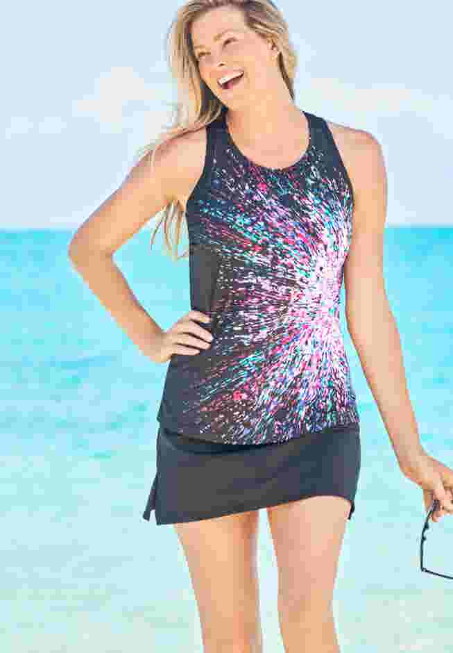 Longer-Length Racerback Tankini Top image number 0