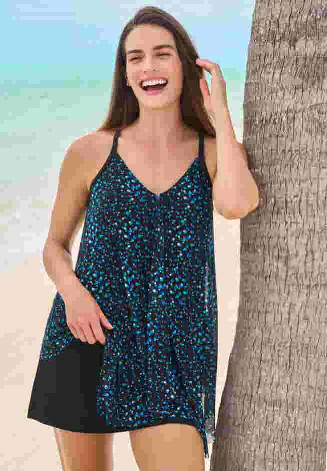 Longer-Length Mesh Tankini Top image number 0