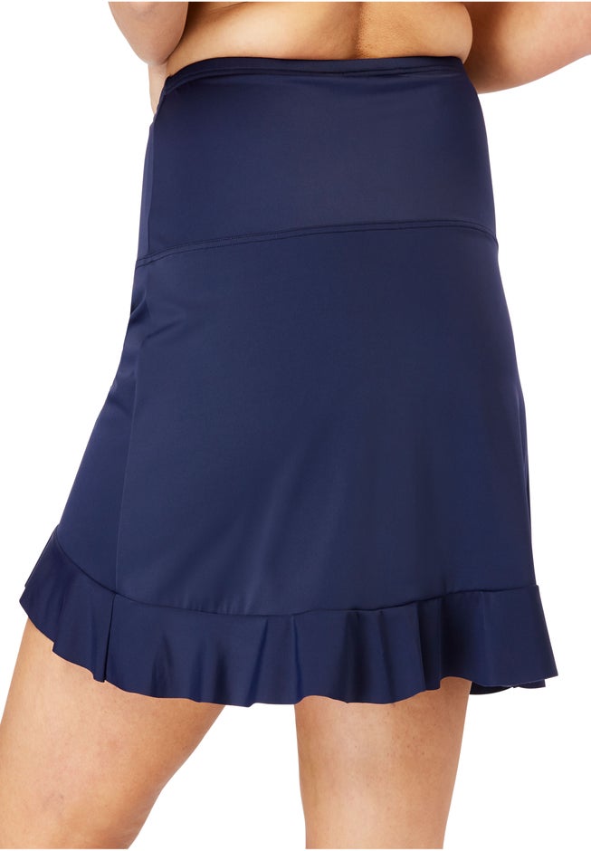 Ruffle-Trim Swim Skirt with Built-In Tummy Control Brief image number 1
