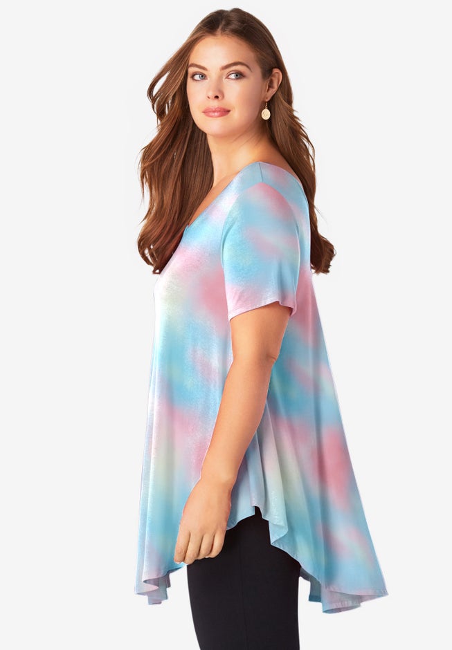 Plus Size Ultra Drape V-Neck Swing Tunic Top image number 2