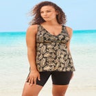 A-Line Flowy V-Neck Tankini Top with Built-In Bra image number null