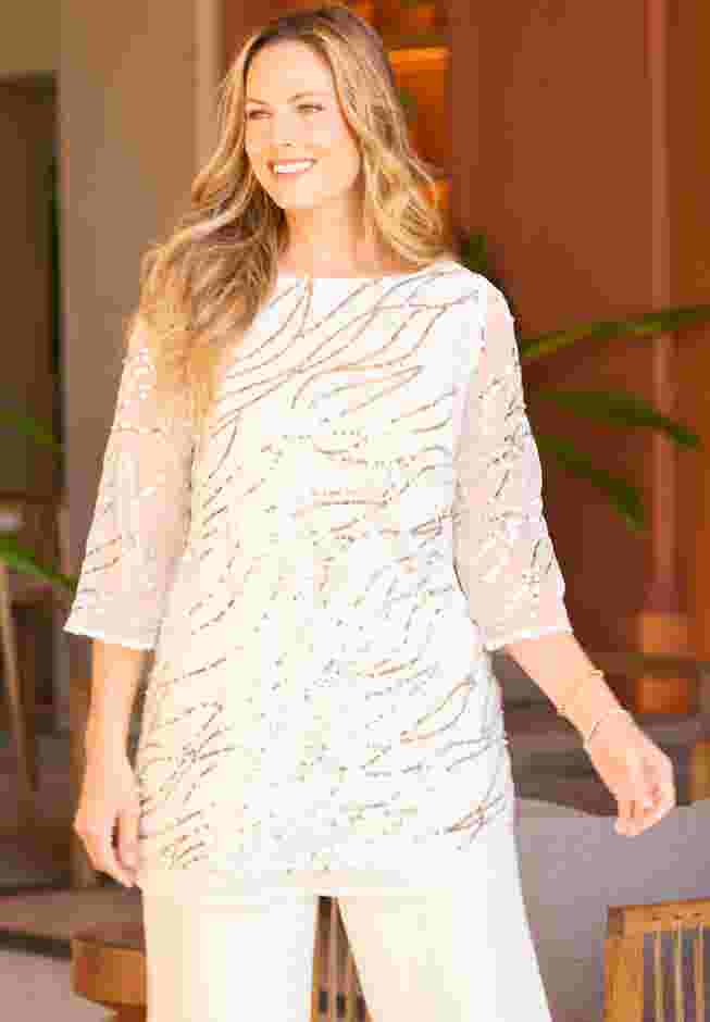 Sequin Chiffon Duet Blouse image number 6