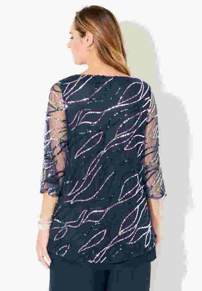 Sequin Chiffon Duet Blouse image number 1