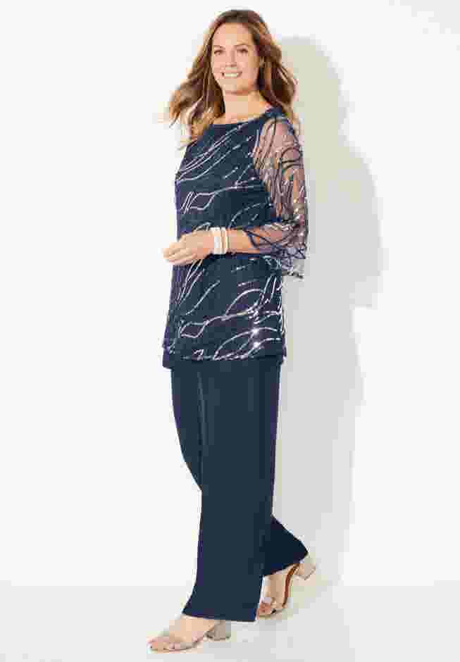 Sequin Chiffon Duet Blouse image number 2