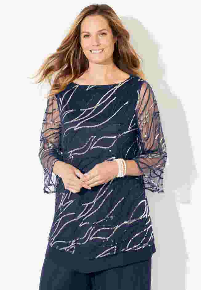 Sequin Chiffon Duet Blouse image number 3