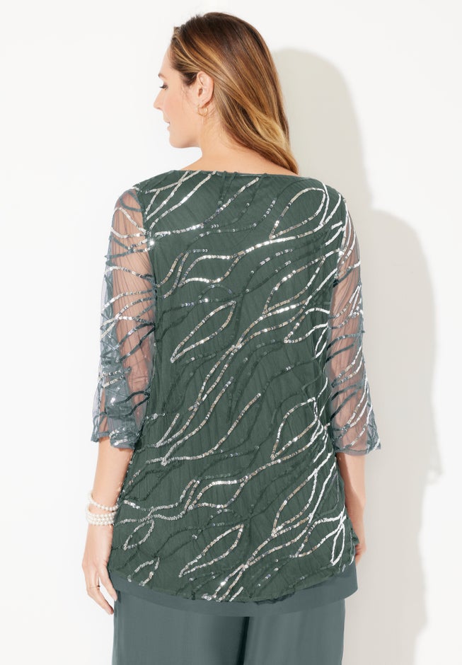 Sequin Chiffon Duet Blouse image number 1