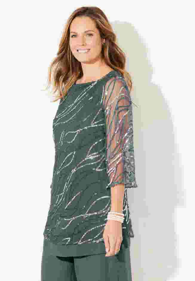 Sequin Chiffon Duet Blouse image number 2