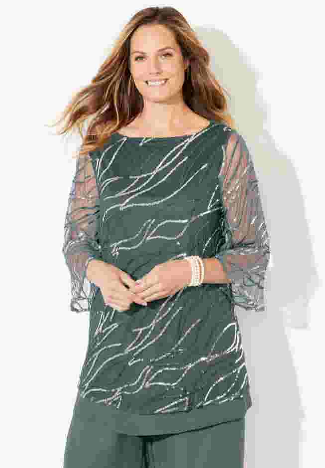 Sequin Chiffon Duet Blouse image number 3