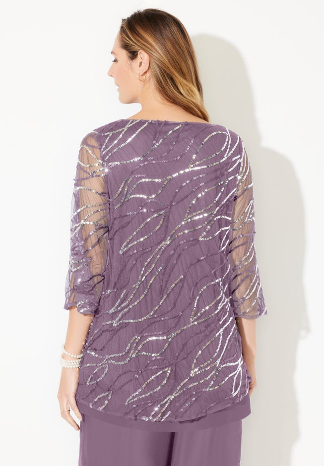 Sequin Chiffon Duet Blouse image number 1