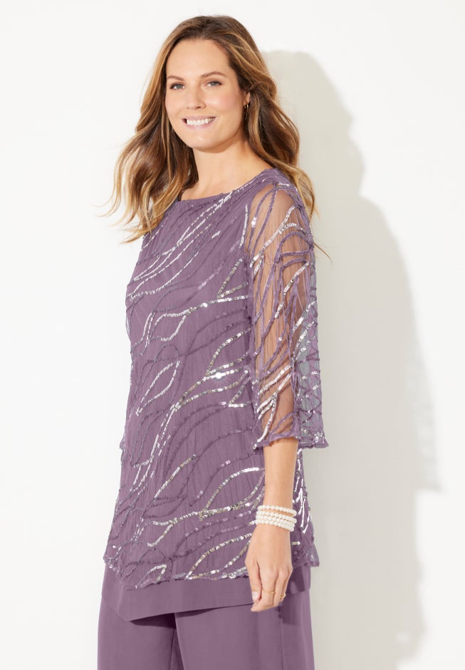 Sequin Chiffon Duet Blouse image number 2