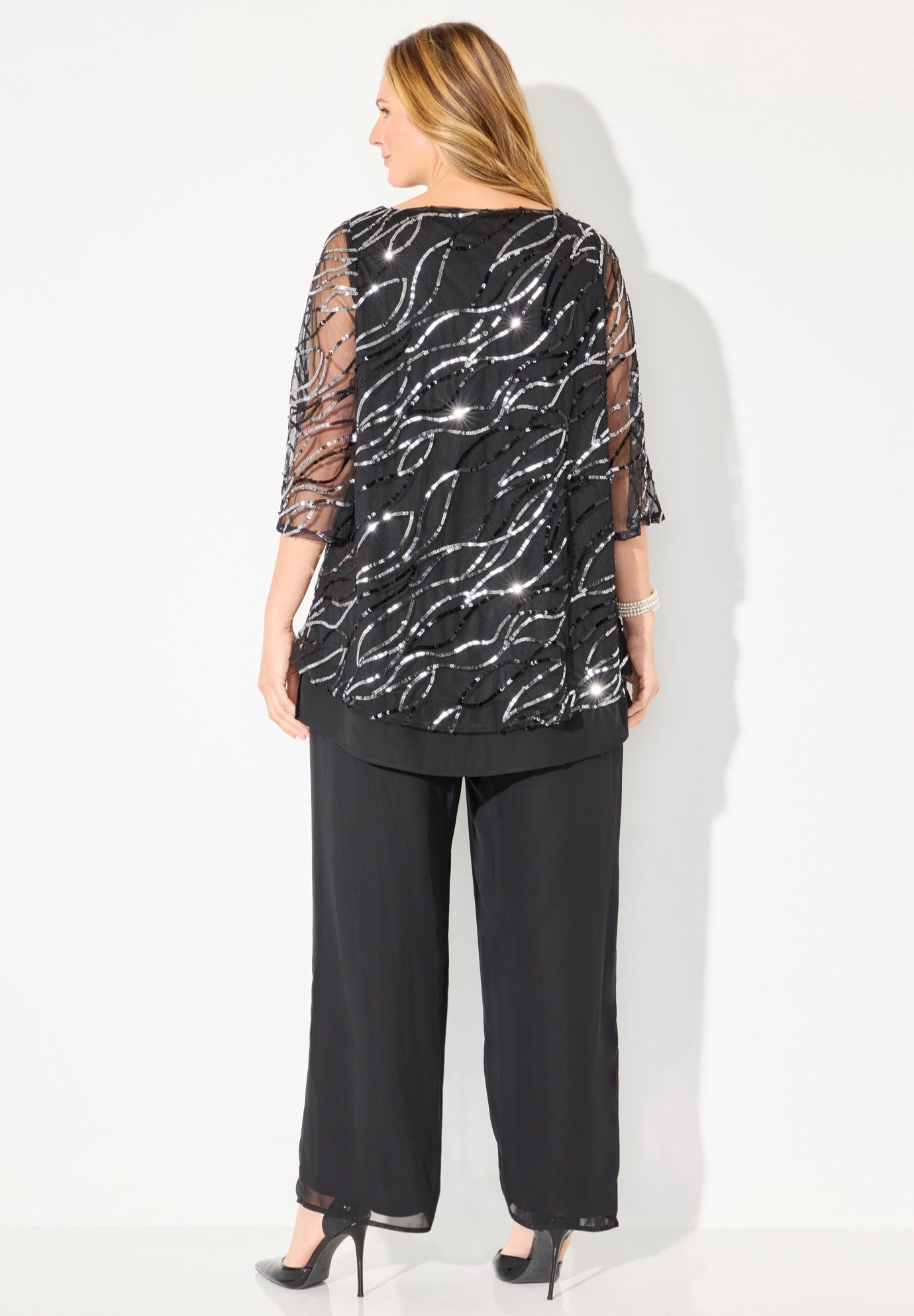 Sequin Chiffon Duet Blouse image number 1