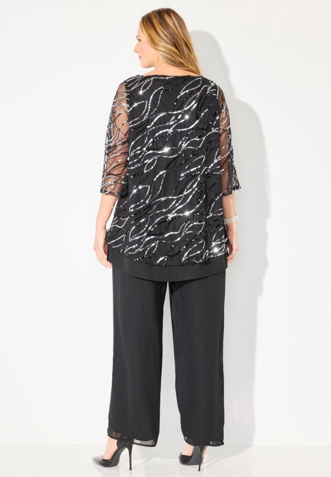 Sequin Chiffon Duet Blouse image number 1