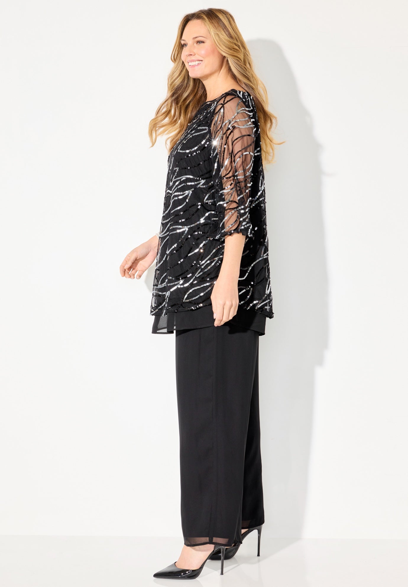 Sequin Chiffon Duet Blouse image number 2