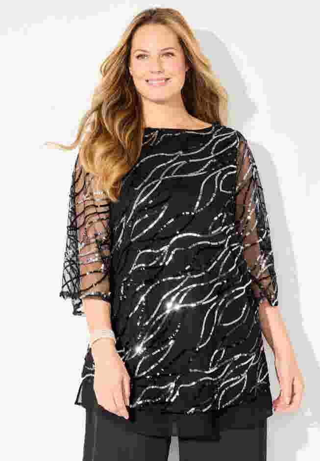 Sequin Chiffon Duet Blouse image number 3