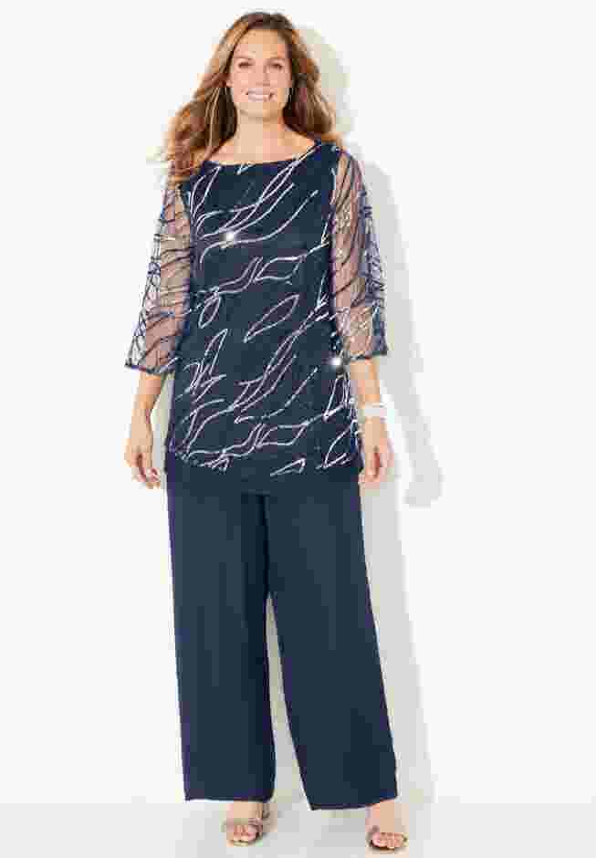 Sequin Chiffon Duet Blouse image number 0