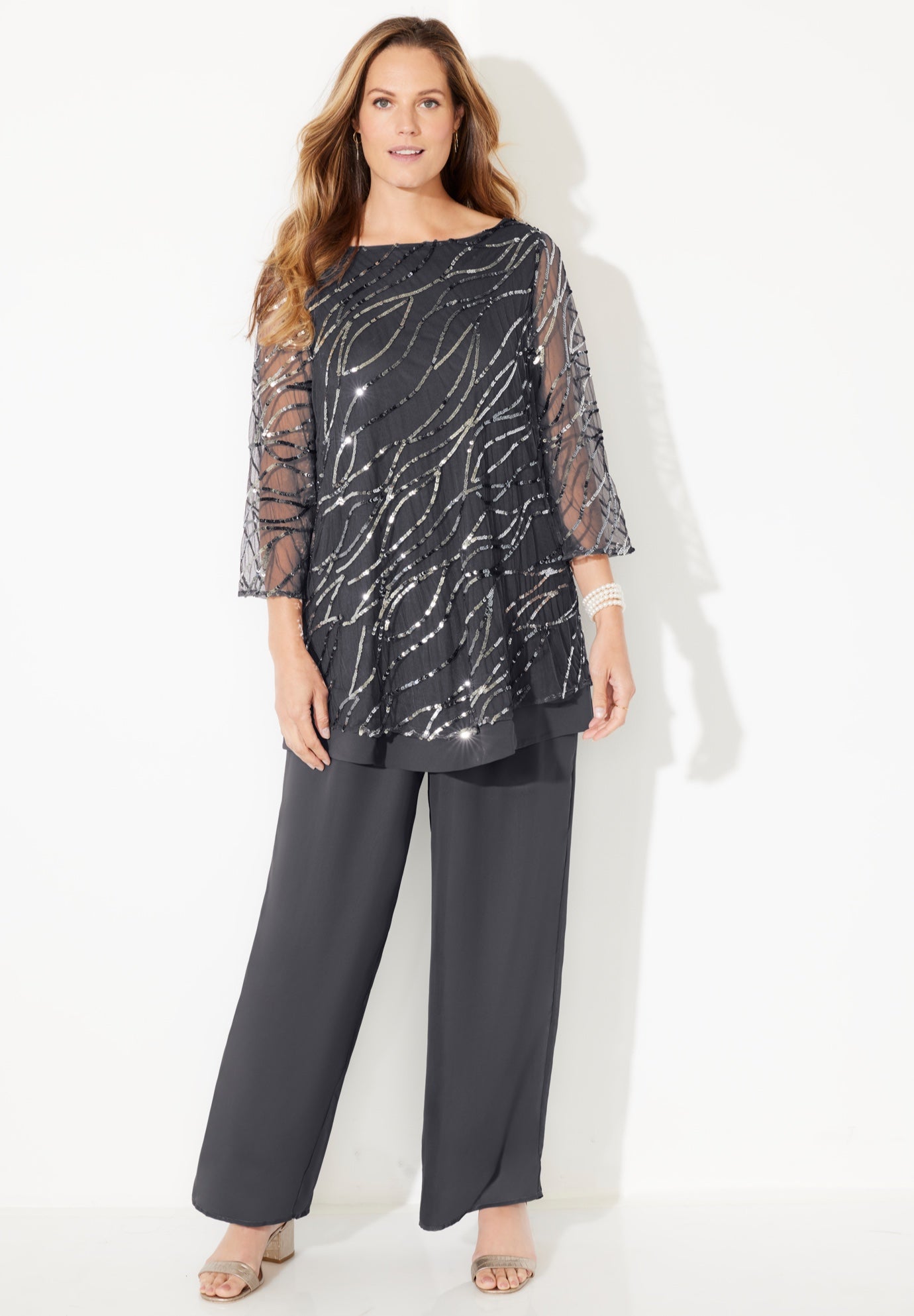 Sequin Chiffon Duet Blouse image number 0