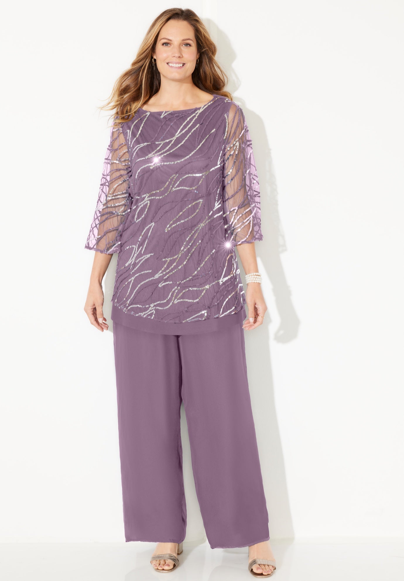 Sequin Chiffon Duet Blouse image number 0